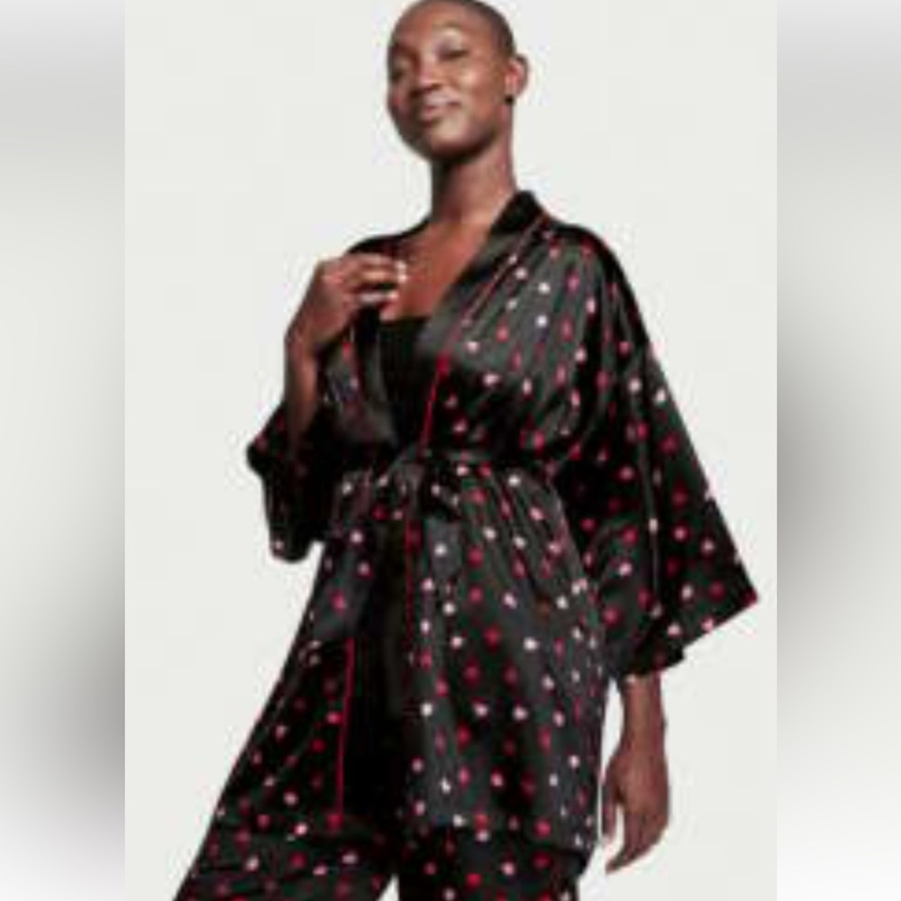 Victoria's Secret Black Robe with Red Dots